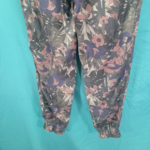 C&C California Floral Print Pants - S Lyocell Casual Joggers Elastic Waist&Cuffs - Picture 7 of 7